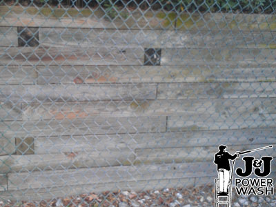 Before Picture of Retaining Wall Pressure washing a retaining wall