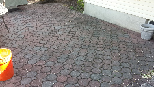 Brick Patio Before Cleaning